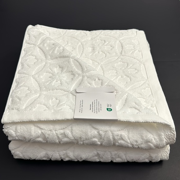 4pc CARO HOME 100% Cotton Kaleidoscope Print Bath Towel Set - Perugia White - Picture 3 of 9